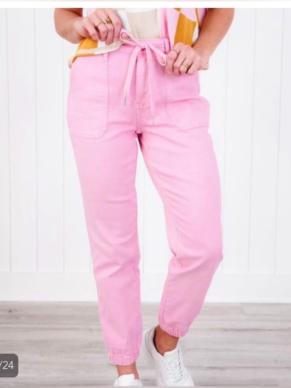 Judy Blue High Rise Pink garmet dyed denim Jogger Pants size 20W